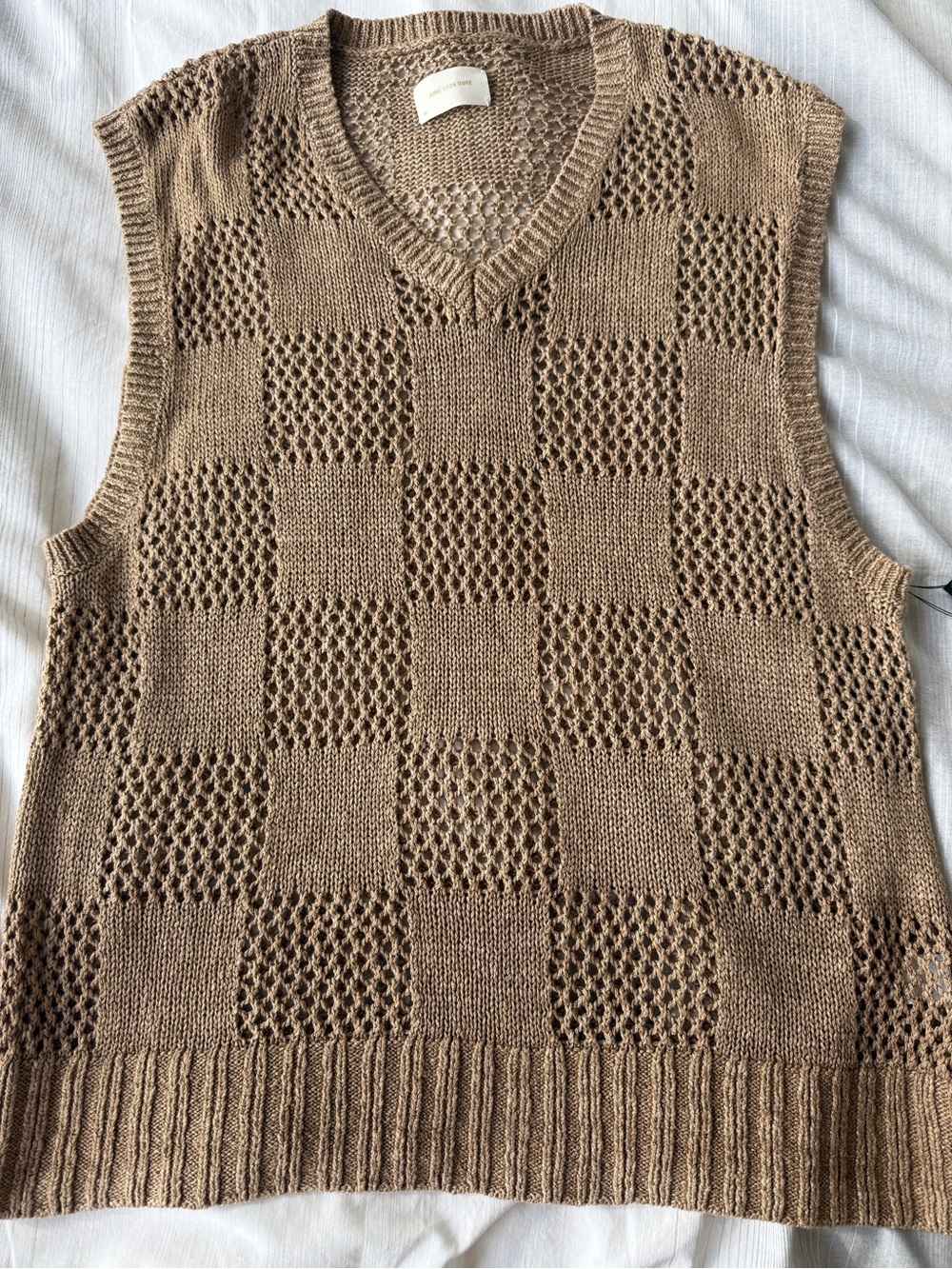Aime Leon Dore V-Neck Knit Vest in Taupe Brown